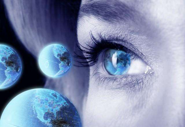 Woman's Eye and World Globes