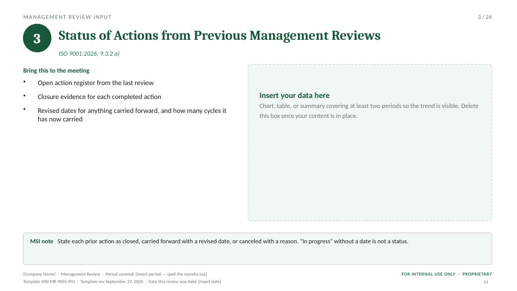A section slide — MSI ISO 9001 management review toolkit sample slide